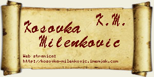 Kosovka Milenković vizit kartica